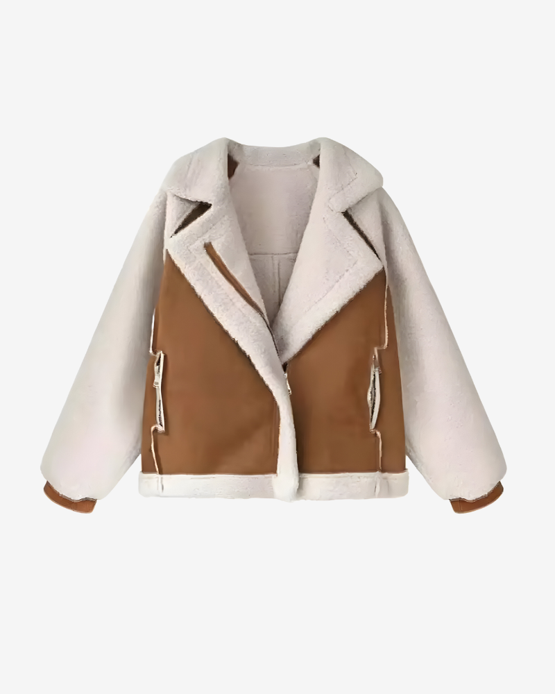LEONE | FAUX LAMBSKIN ZIP COAT