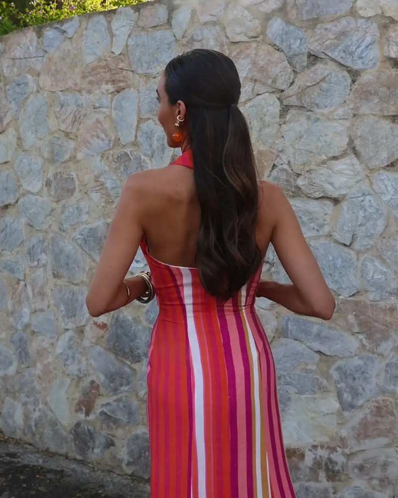 ISANNA | HALTER CROSS-NECK DRESS