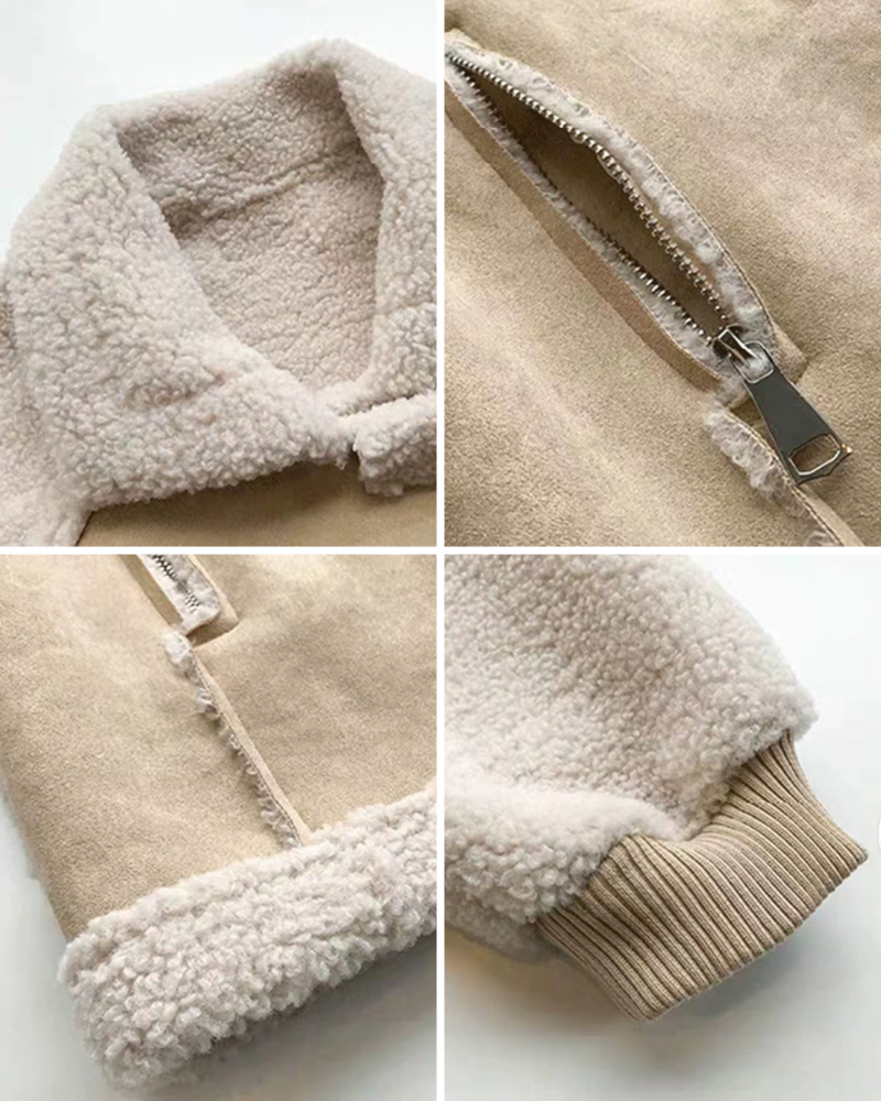 LEONE | FAUX LAMBSKIN ZIP COAT