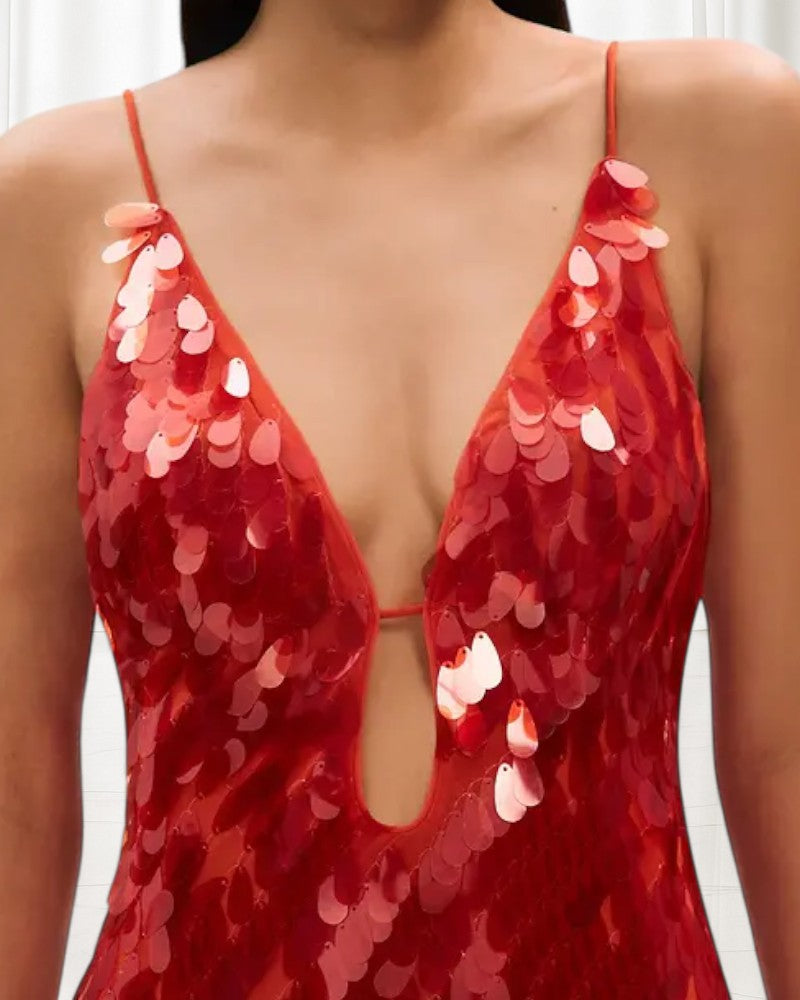 MONTAIA | DEEP V SEQUIN DRESS