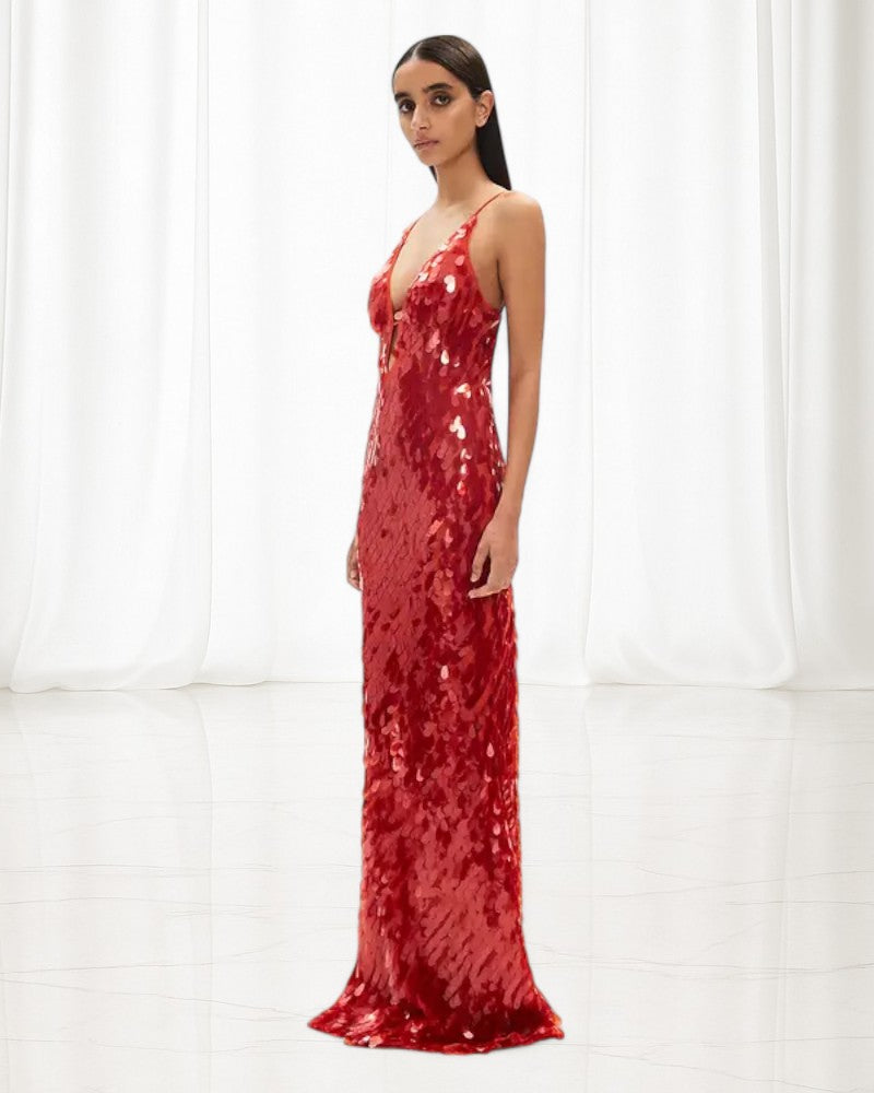 MONTAIA | DEEP V SEQUIN DRESS