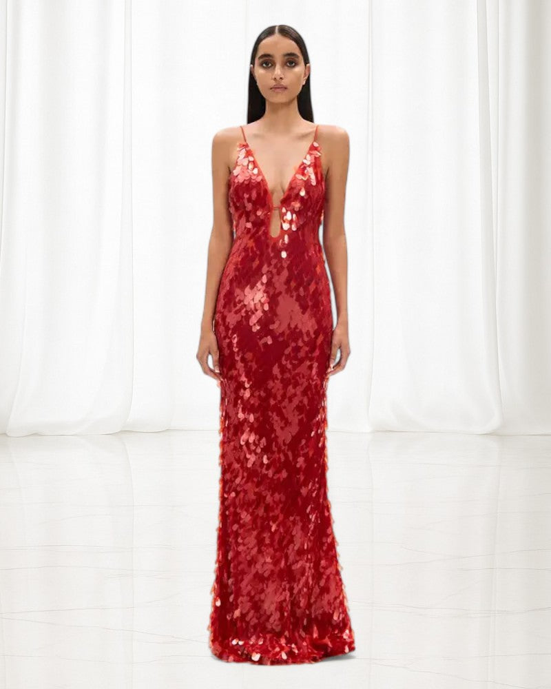 MONTAIA | DEEP V SEQUIN DRESS