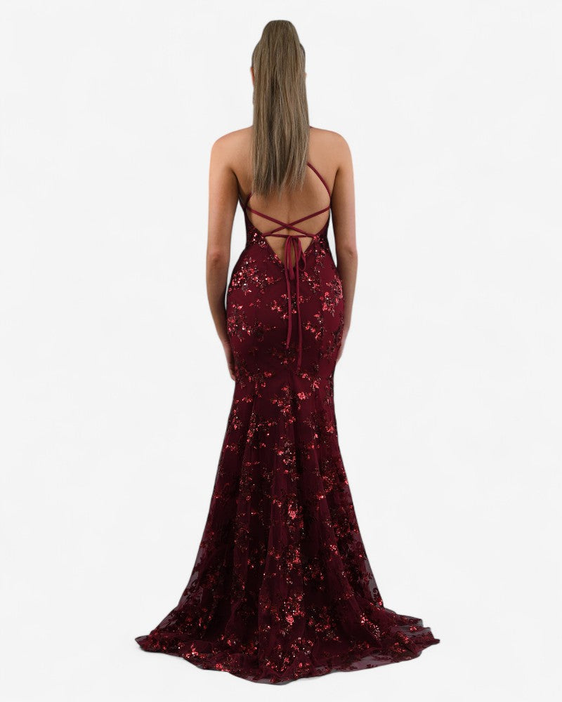 LYSÉA | LACE-UP SEQUIN DRESS