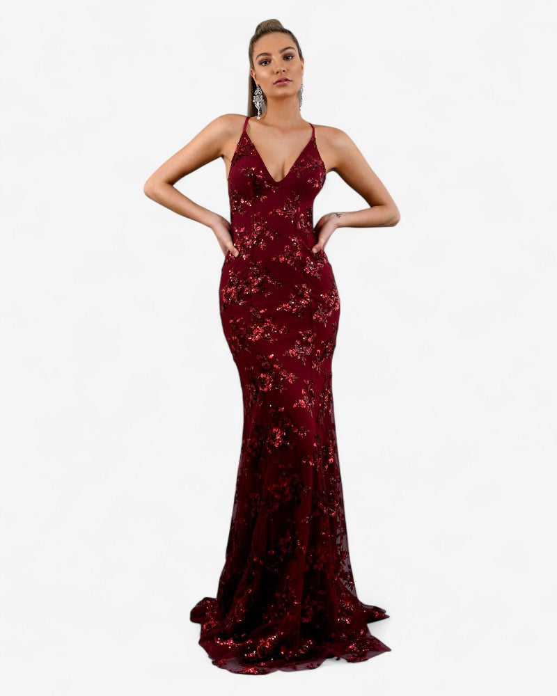 LYSÉA | LACE-UP SEQUIN DRESS