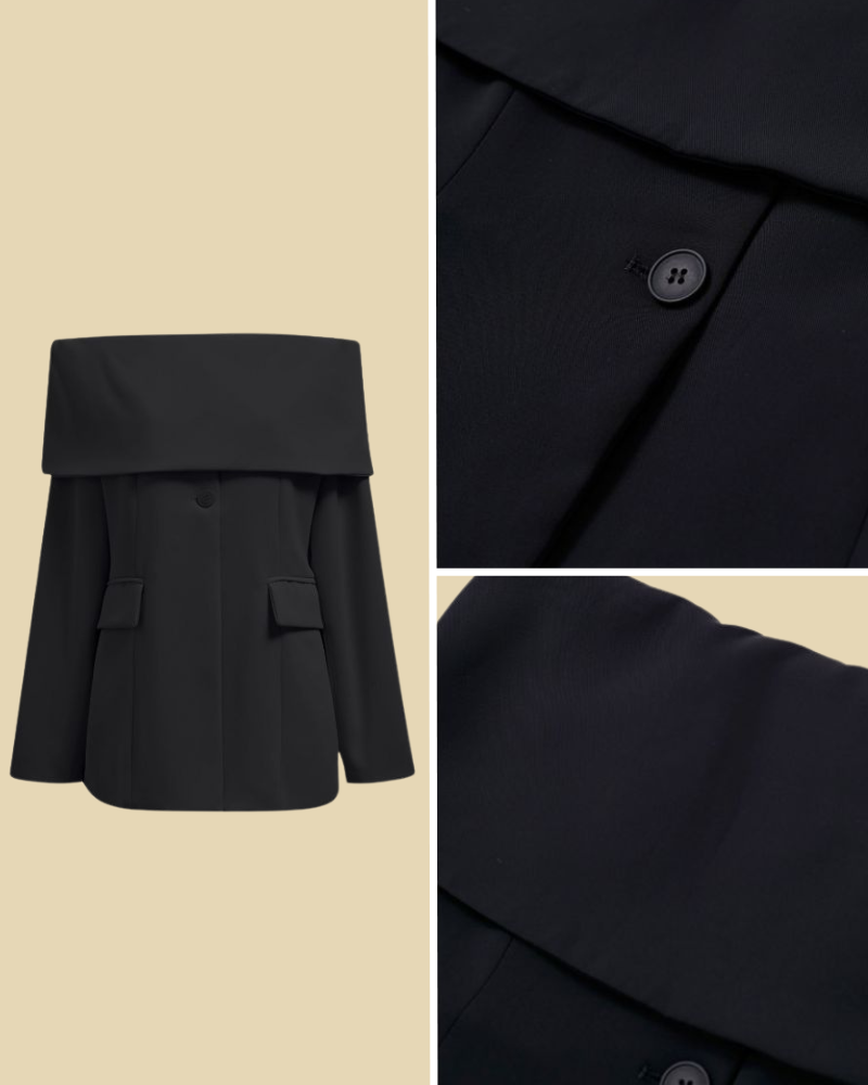 LEONORÉ | FOLDED OFF-SHOULDER BLAZER