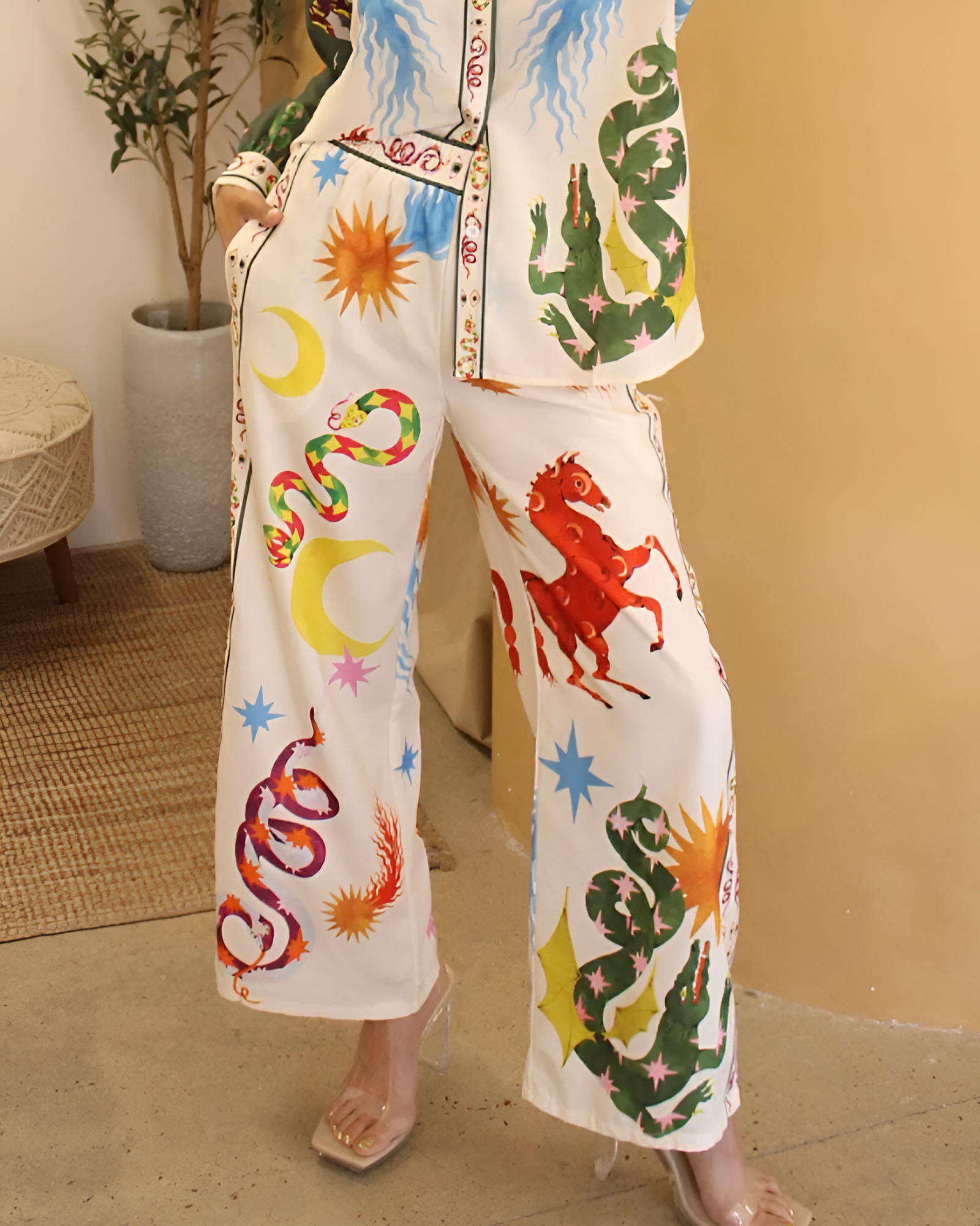 CALISTA | PANTALON À MOTIF CÉLESTE