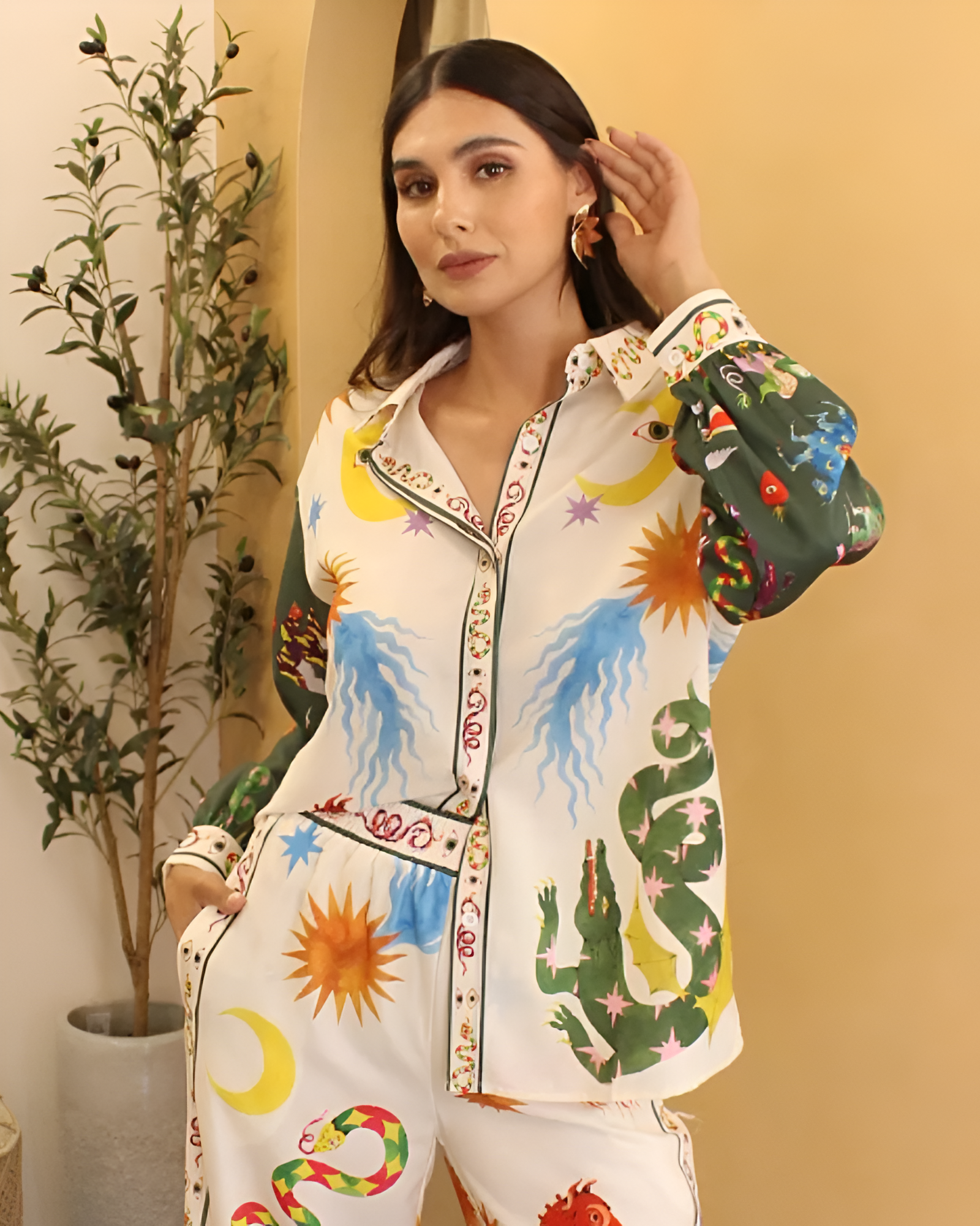 CALISTA | HAUT À MOTIF CÉLESTE