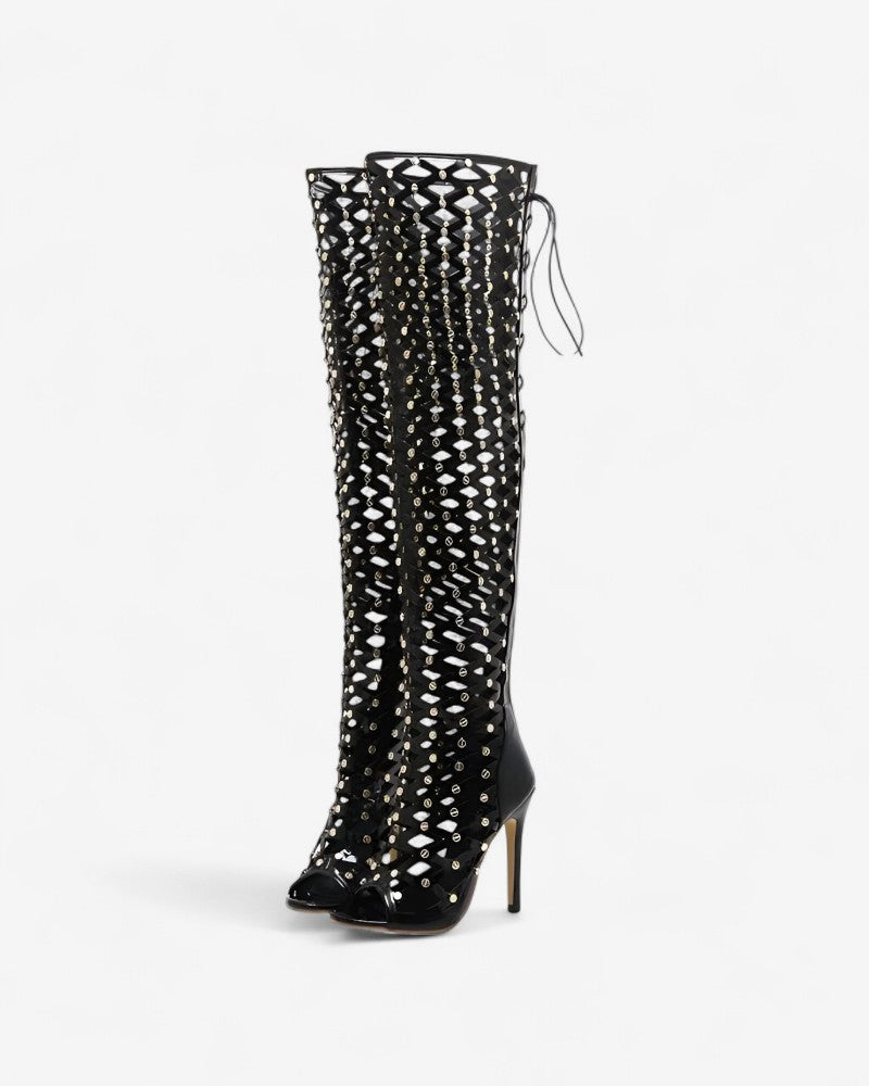 VERLAYA | CAGED STILETTO BOOTS