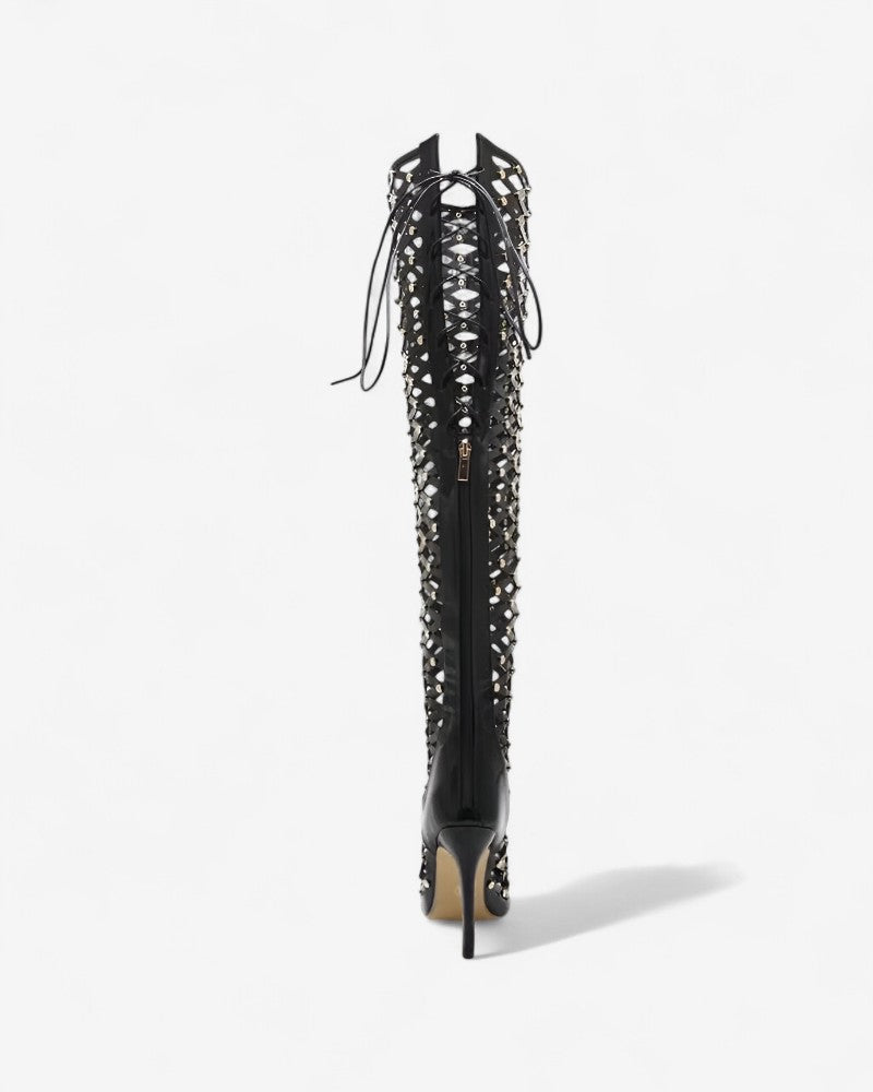 VERLAYA | CAGED STILETTO BOOTS