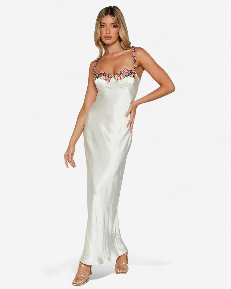 VERALUNE | FLORAL-TRIMMED DRESS