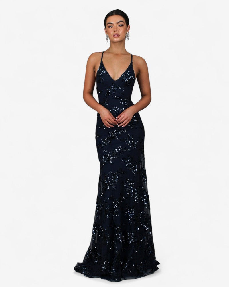 LYSÉA | LACE-UP SEQUIN DRESS