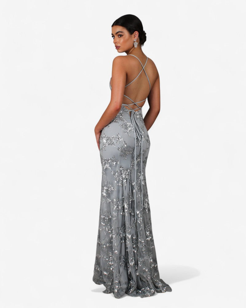 LYSÉA | LACE-UP SEQUIN DRESS