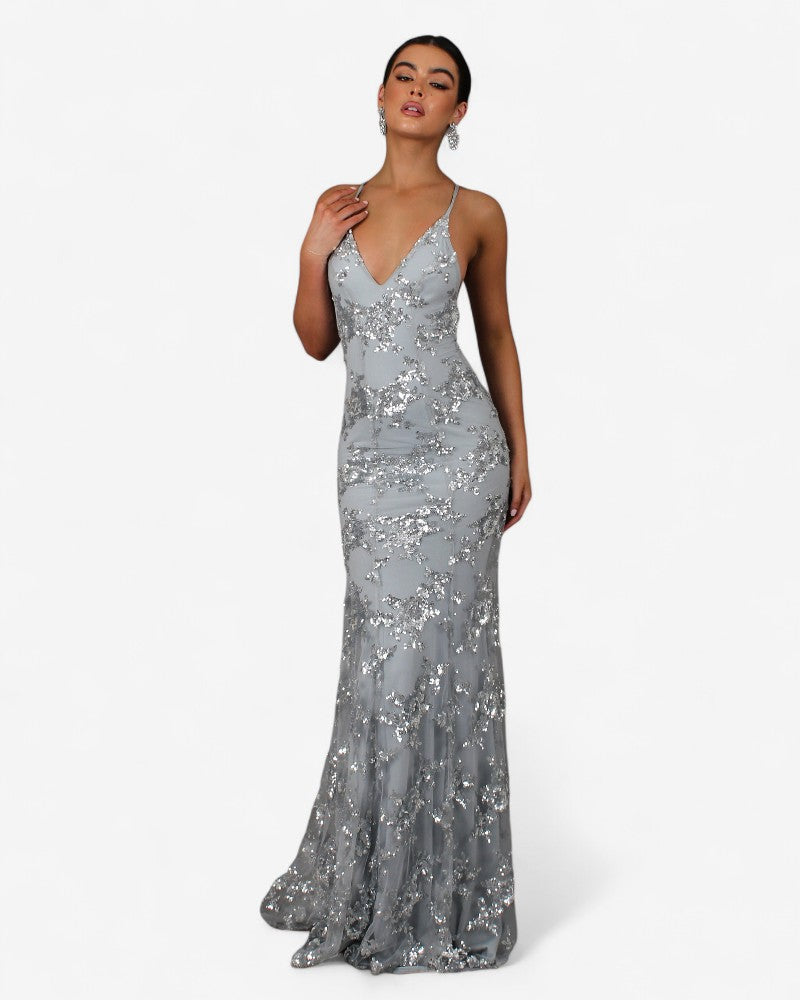 LYSÉA | LACE-UP SEQUIN DRESS