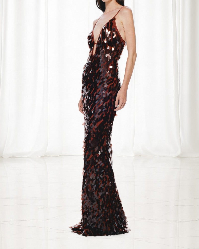MONTAIA | DEEP V SEQUIN DRESS