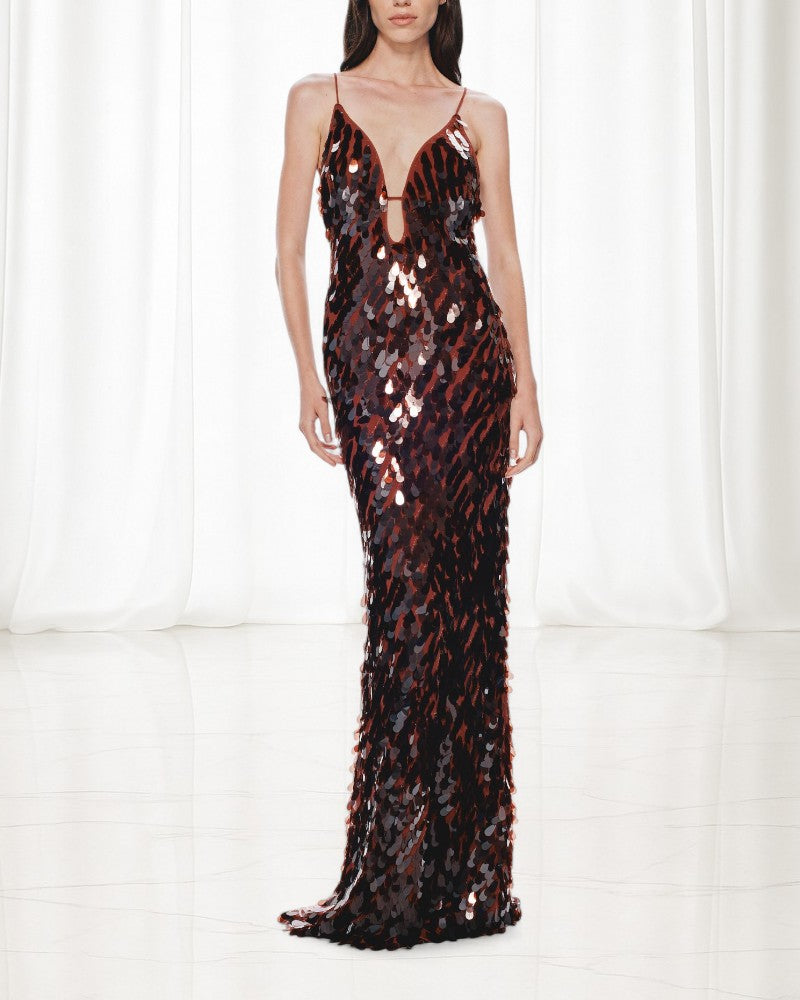 MONTAIA | DEEP V SEQUIN DRESS