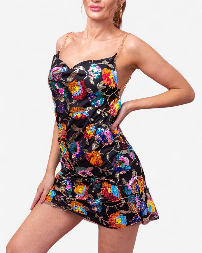 VIRELLA | FLORAL CHAIN STRAP DRESS