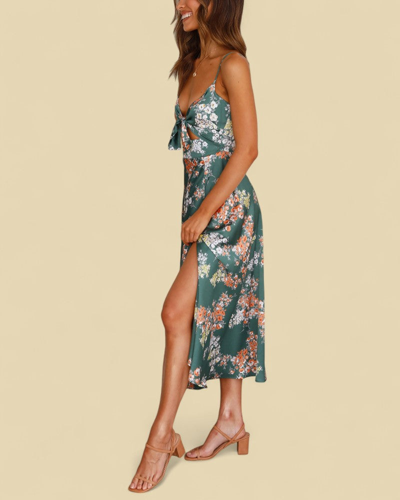 VERDENA | SATIN FLORAL DRESS