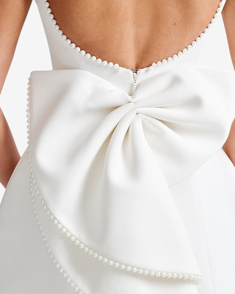 ELENÉA | ROBE À NŒUD AMOVIBLE ET PERLES