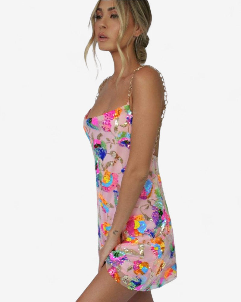 VIRELLA | FLORAL CHAIN STRAP DRESS