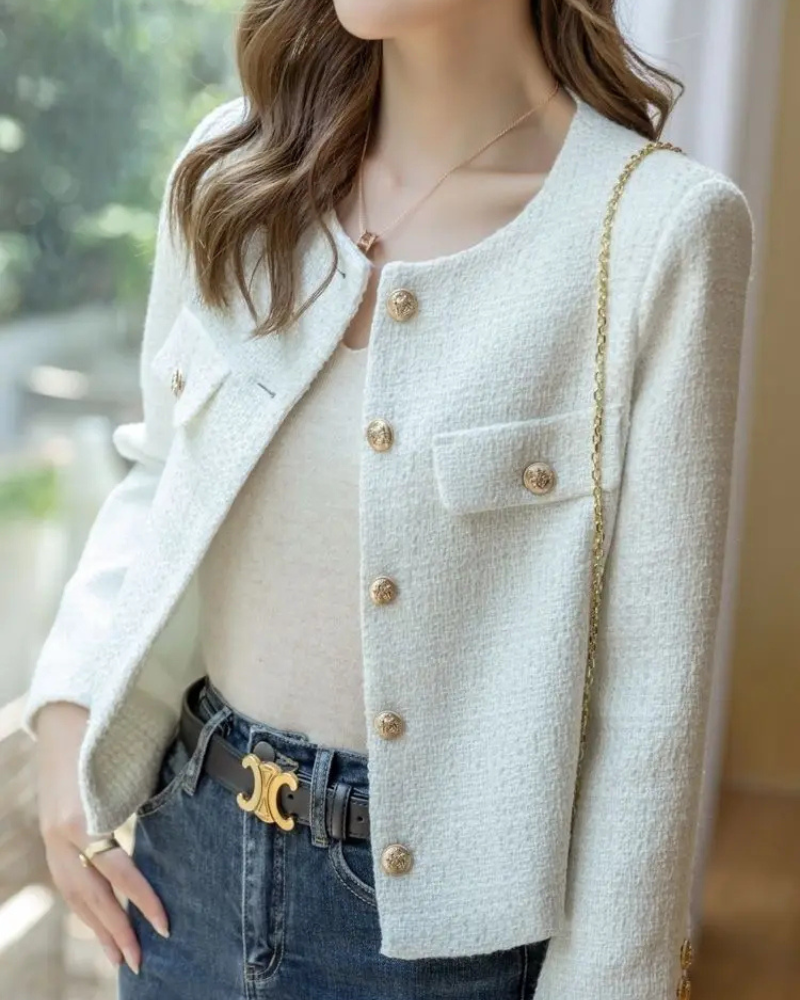 CLAIRELLE | GOLD BUTTON CARDIGAN