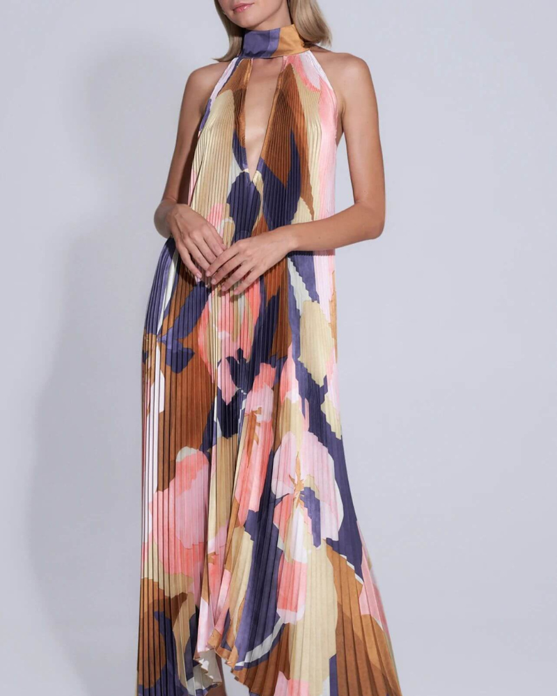 SOLVINA | HALTER TIE-BACK DRESS