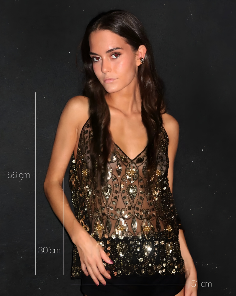 GOLDSY | EMBELLISHED SHEER TOP