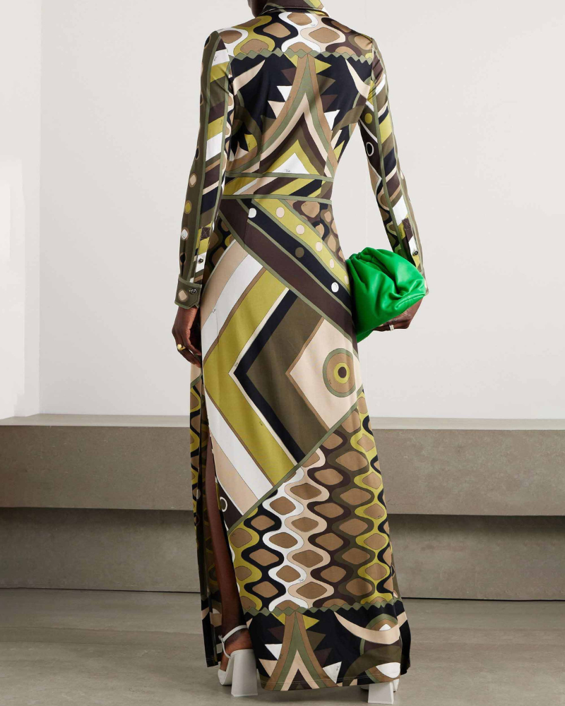 MARZENA | ABSTRACT LONG SLEEVE DRESS
