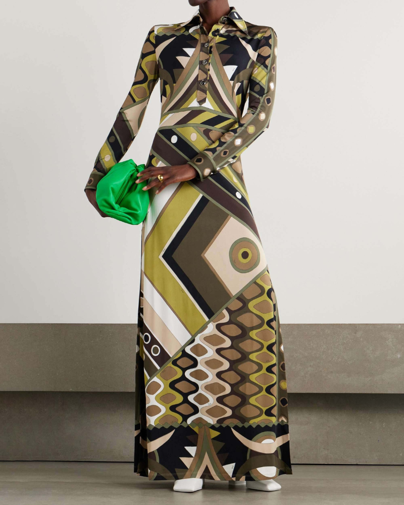 MARZENA | ABSTRACT LONG SLEEVE DRESS