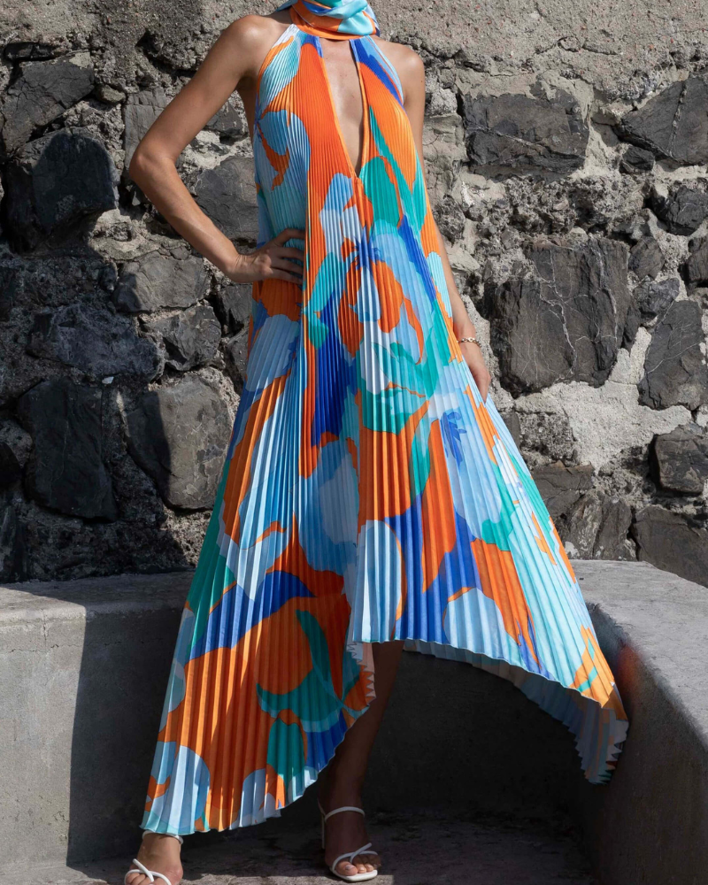 SOLVINA | HALTER TIE-BACK DRESS