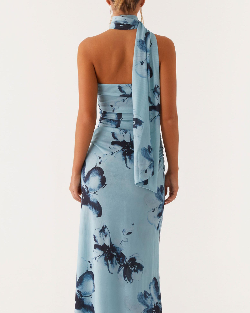 ALMIRA | FLORAL HALTER DRESS