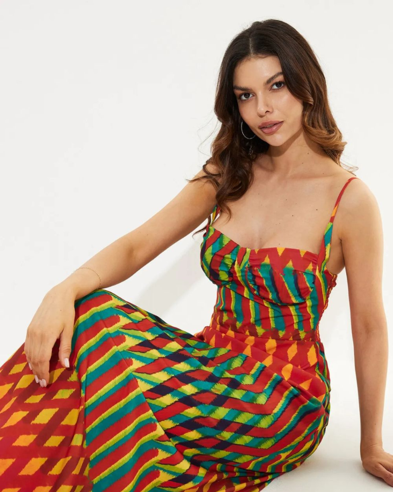 CRISTINA | BUSTIER GEOMETRIC DRESS