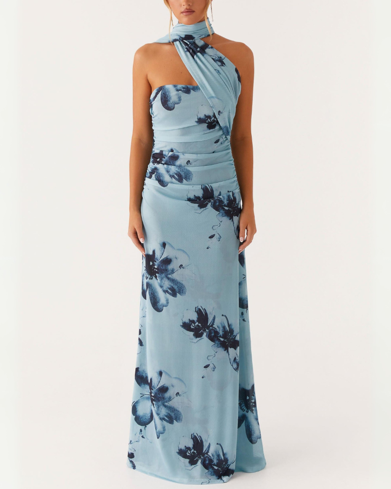 ALMIRA | FLORAL HALTER DRESS