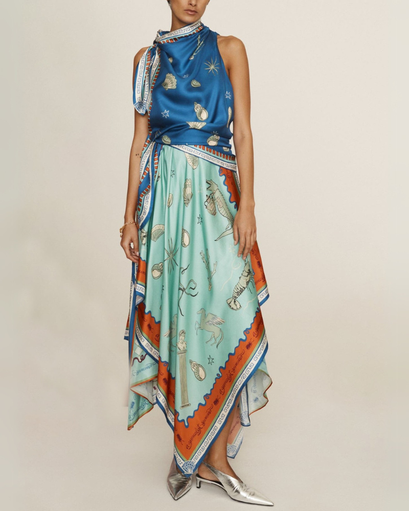 VIVE | DEEP SEA SCARF-HALTER DRESS