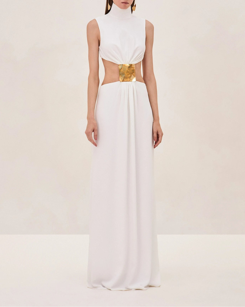VIVELEI | METALLIC WAIST PANEL DRESS