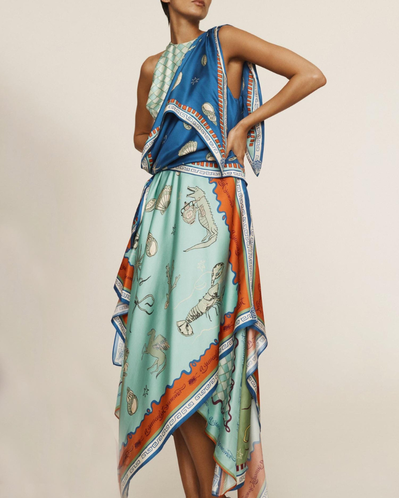 VIVE | DEEP SEA SCARF-HALTER DRESS