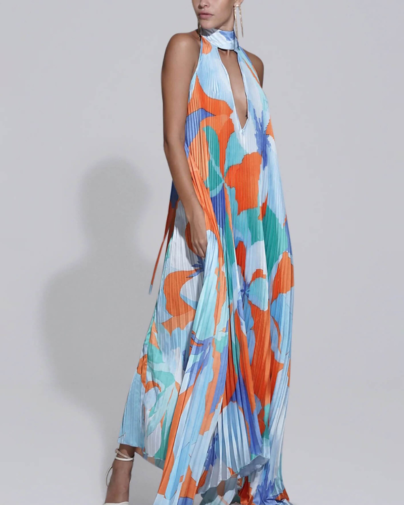 SOLVINA | HALTER TIE-BACK DRESS