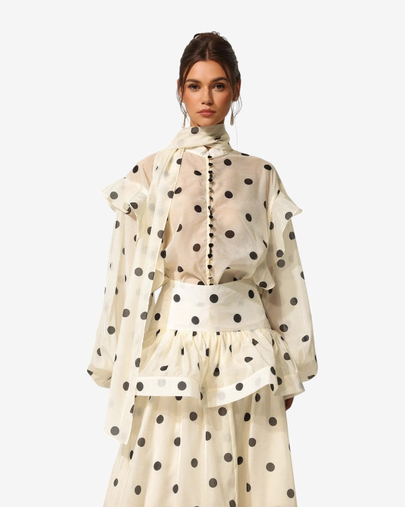 MARNEA | DOTSY BLOUSE & SKIRT SET