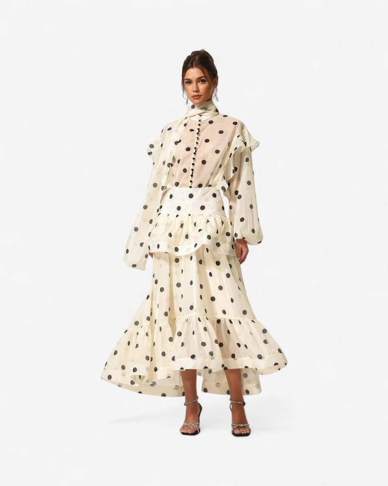 MARNEA | DOTSY BLOUSE & SKIRT SET