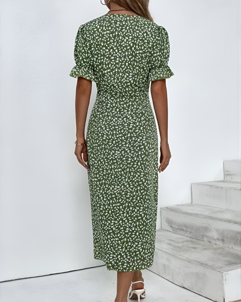 SORELLE | WRAP-BUTTON BLOOM DRESS