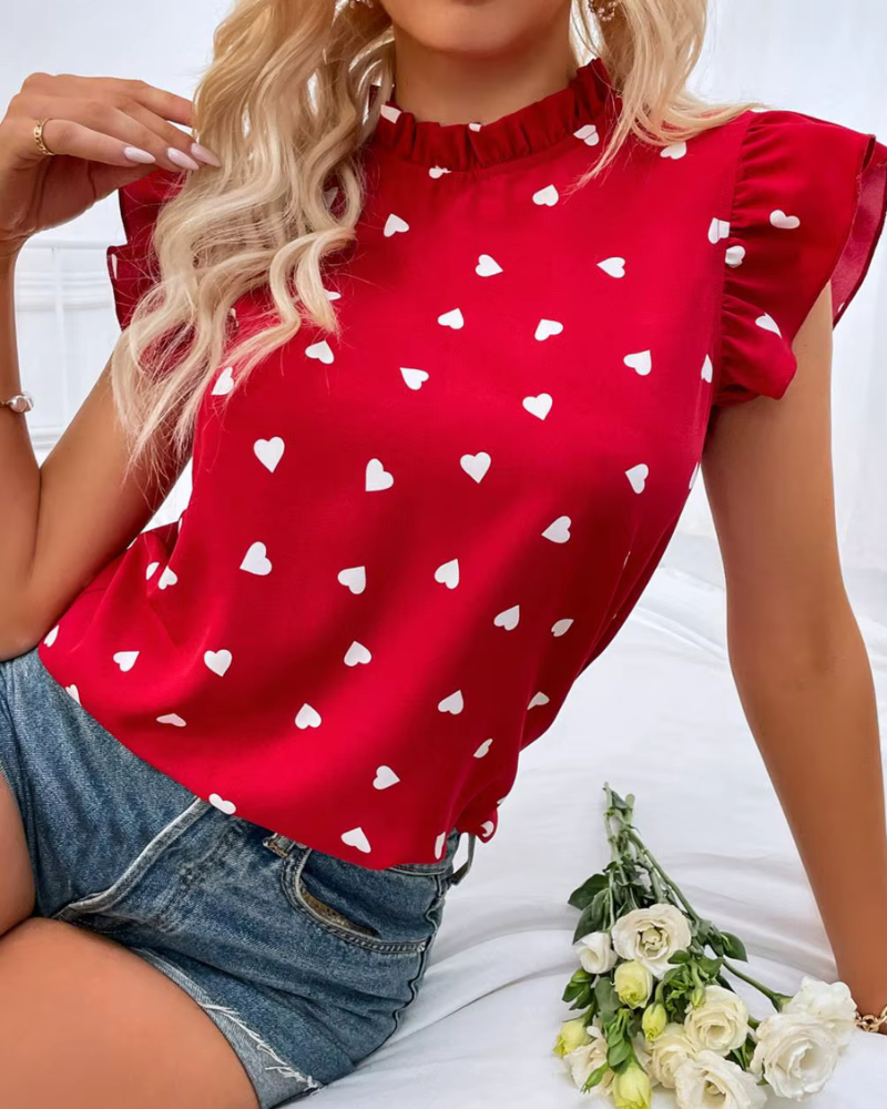 FLORELLE | HEARTY FRILL NECK TOP