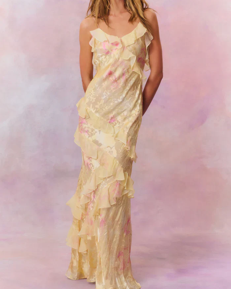 ISALORA | CASCADING RUFFLE DRESS