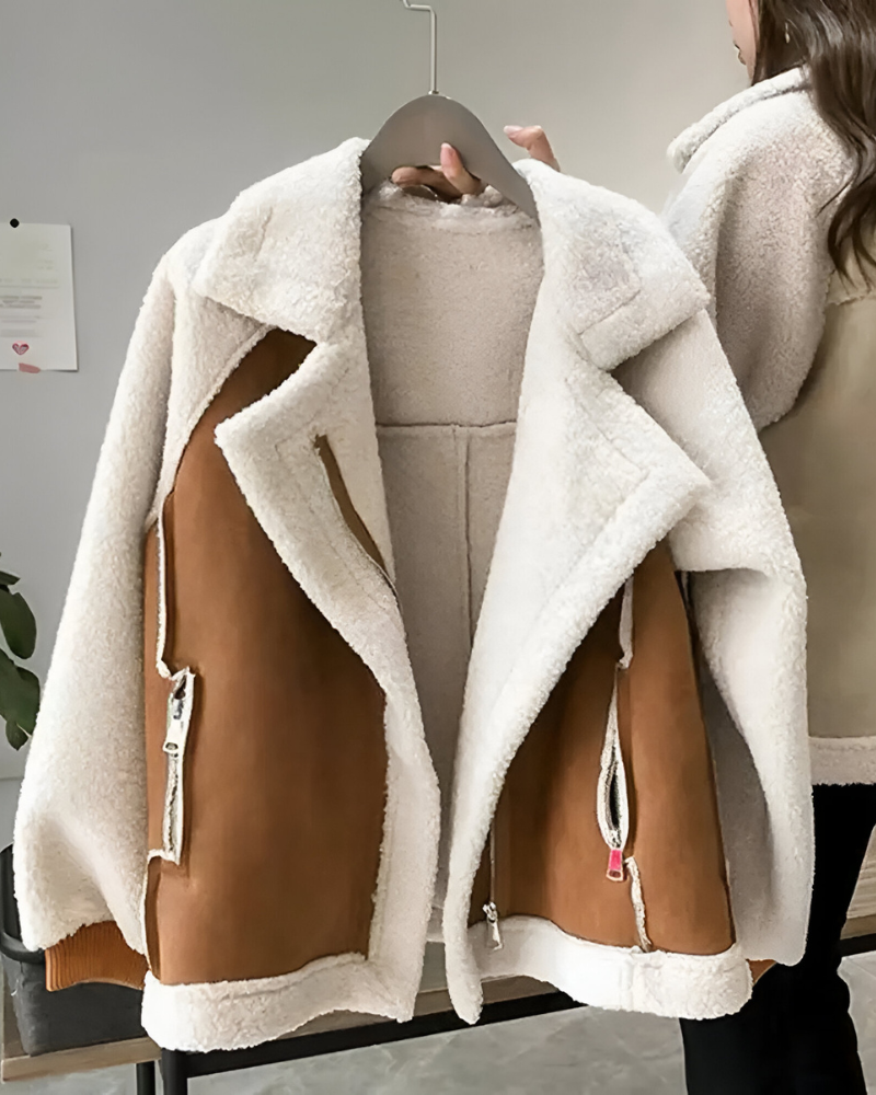LEONE | FAUX LAMBSKIN ZIP COAT