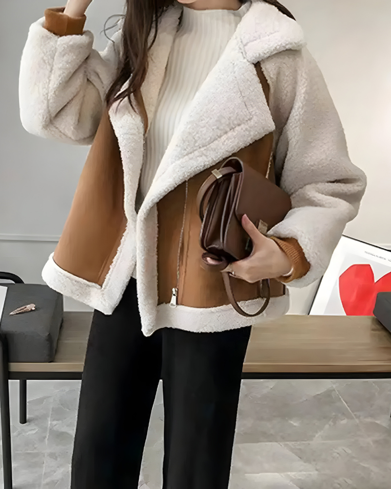 LEONE | FAUX LAMBSKIN ZIP COAT