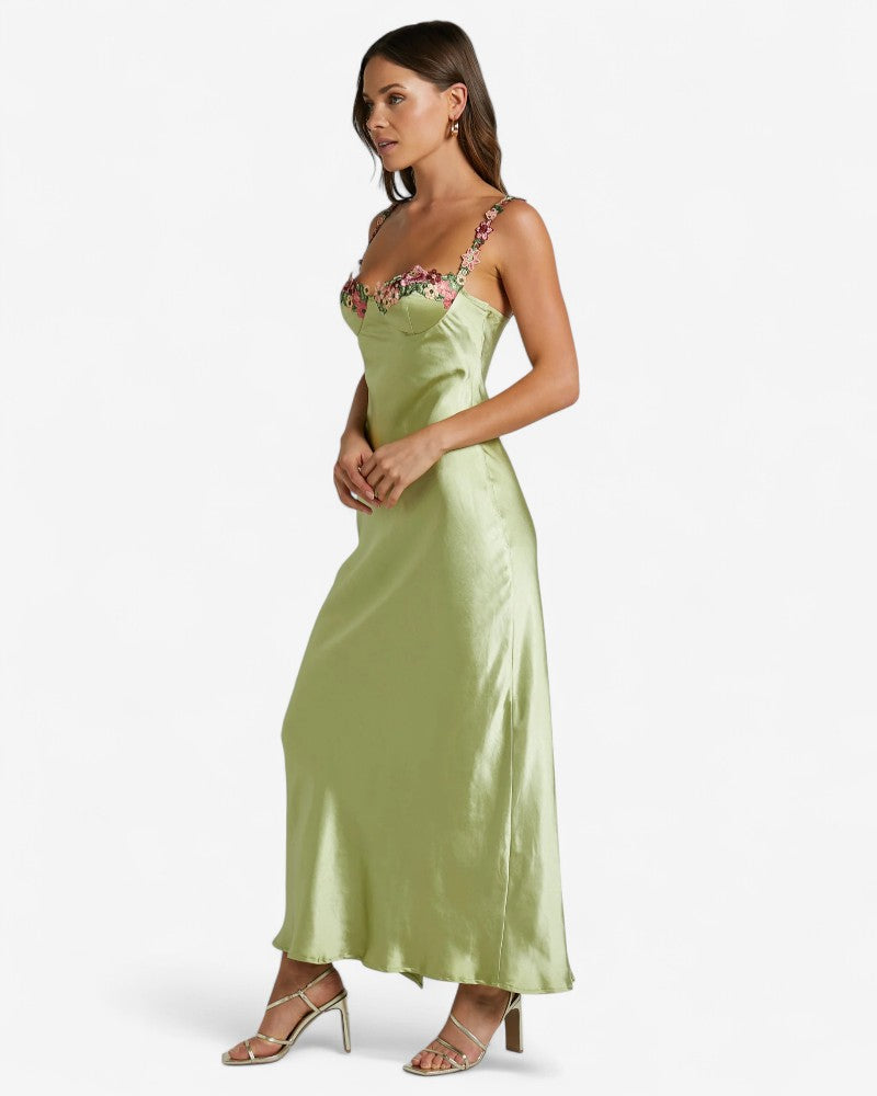 VERALUNE | FLORAL-TRIMMED DRESS