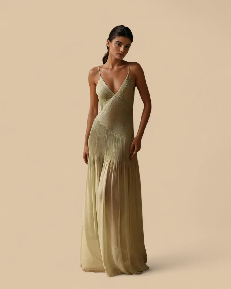 CONSTANCE | PLEATED V-NECK DRESS
