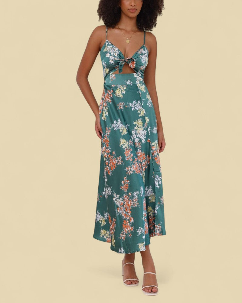 VERDENA | SATIN FLORAL DRESS